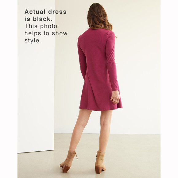 Reitmans • Swing Dress • Ribbed • Sz XS • Black • New without Tags • Mock Neck - Picture 5 of 7